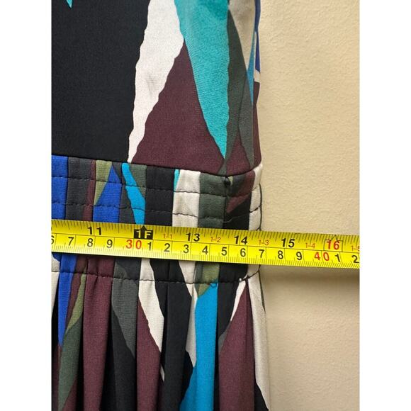 NWT Calvin Klein US 12 Sapphire Blue Geometric Sleeveless V-Neck Office Stretch - Picture 10 of 11